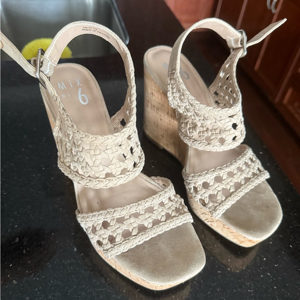 Mix No. 6 Tan Woven Wedges